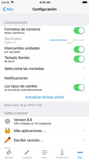 Captura de pantalla de IConvert - Unidad Y Divisas en iPhone 7