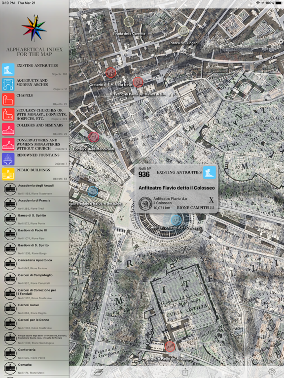 Nolli - Navigate Rome in 1748 iPad screenshot 7 - Travel app