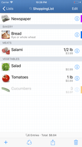 ShoppingList screenshot