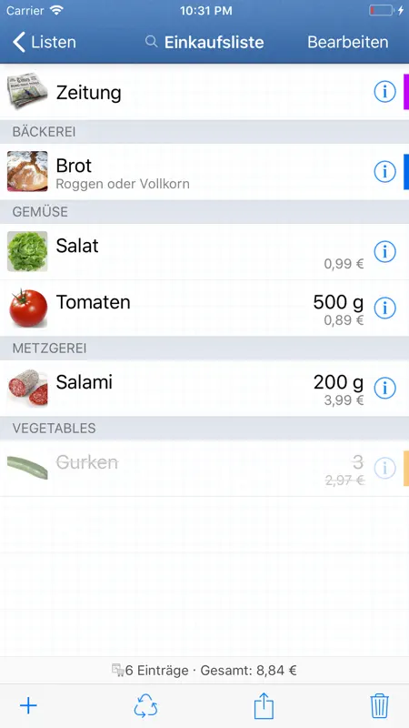 ShoppingList (Einkaufsliste) screenshot 1 of 4