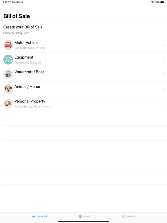 My Bill of Sale iPad screenshot 1 - Finance app