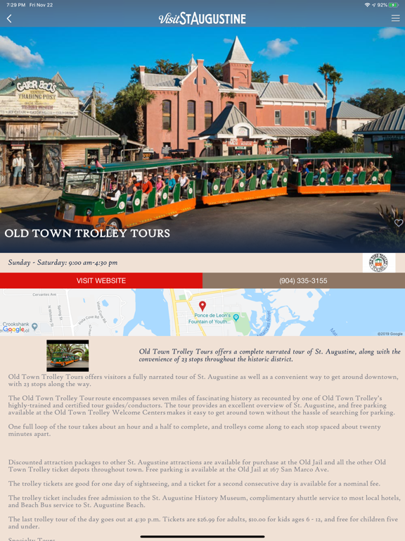 Visit St. Augustine iPad screenshot 4 - Travel app