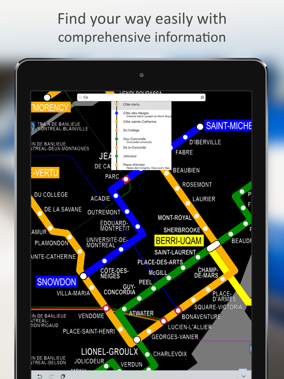 MetroMap Montreal STM Network iPad screenshot 2 - Travel app
