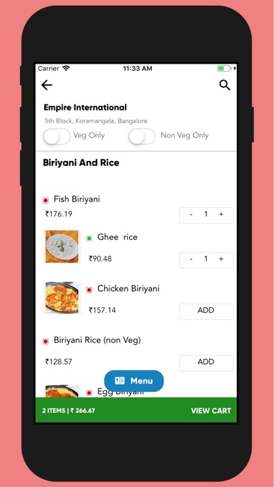 Hotel Empire Food Ordering App Screenshot