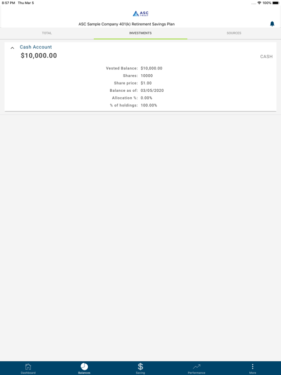 ASC Trust iPad screenshot 4 - Finance app