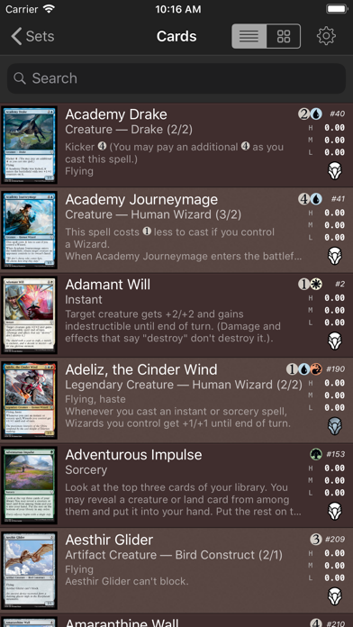 Magic card database (MTG) Screenshot