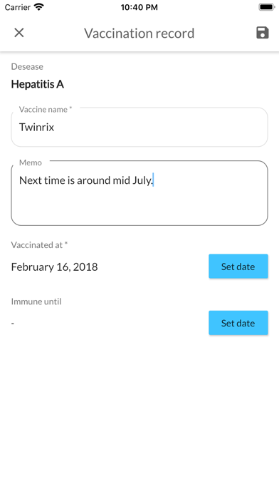 Screenshot #3 pour Immunization record