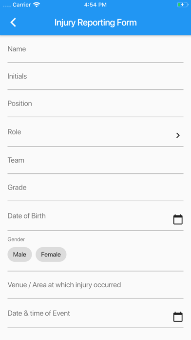 Injury Reporting screenshot 2
