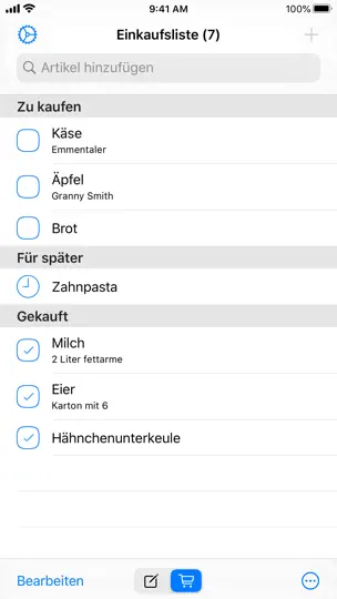 Screenshot von Einfache Einkaufsliste auf dem iPhone 4