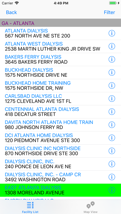 Screenshot 2 of Dialysis Facility Finder App