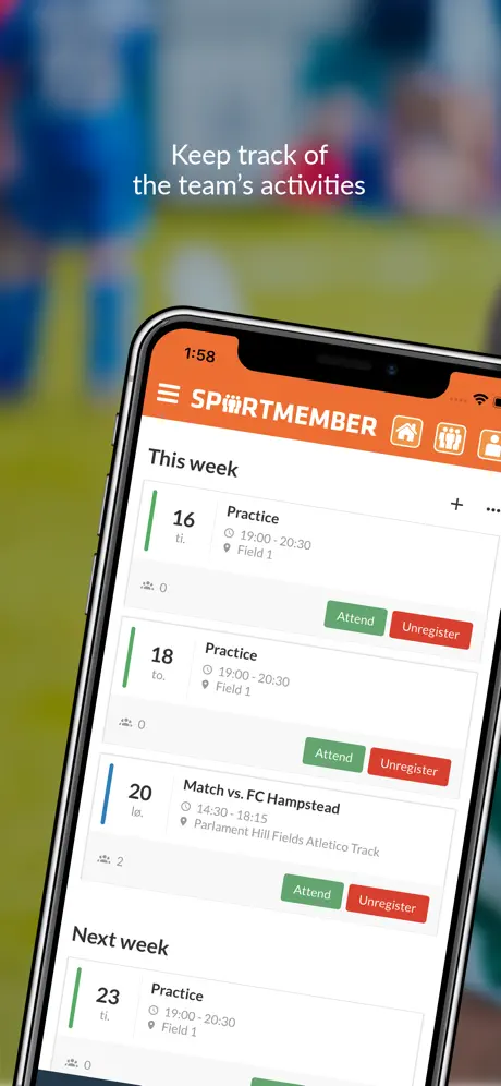 SportMember - Mobile team app