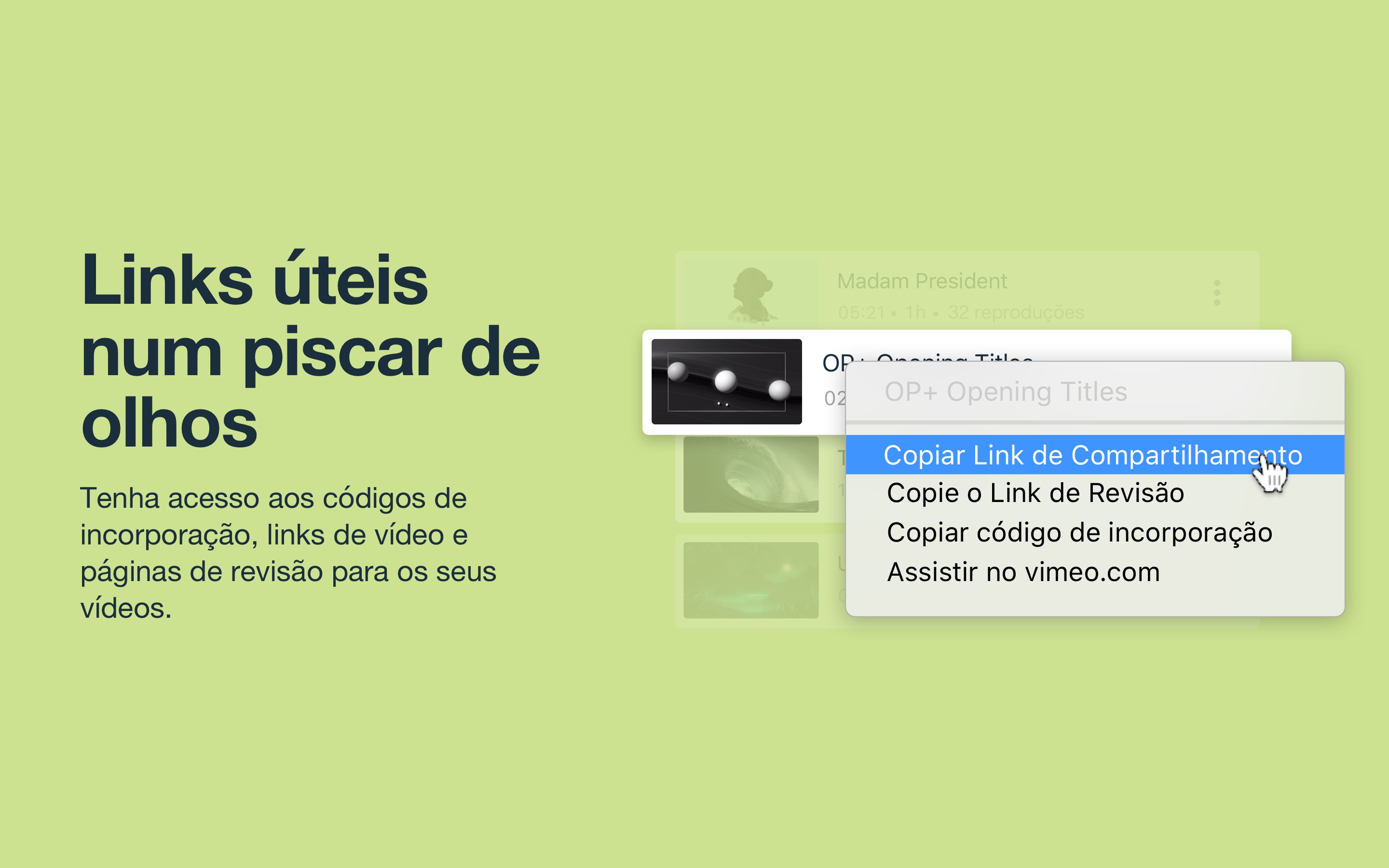 Screenshot do app Vimeo - Gerenciamento de vídeo