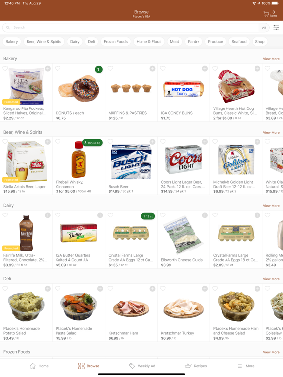 Ptacek IGA iPad screenshot 1 - Shopping app