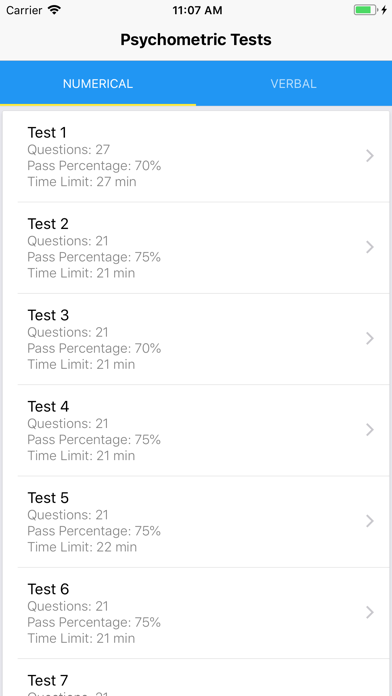 Psychometric Tests Screenshot