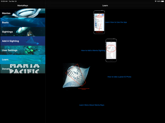 Manta Ray Tracker iPad screenshot 7 - Reference app