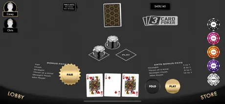 3 Card Poker Table Game