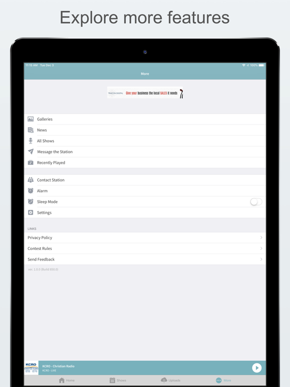 KCRO - Christian Radio iPad screenshot 5 - Music app