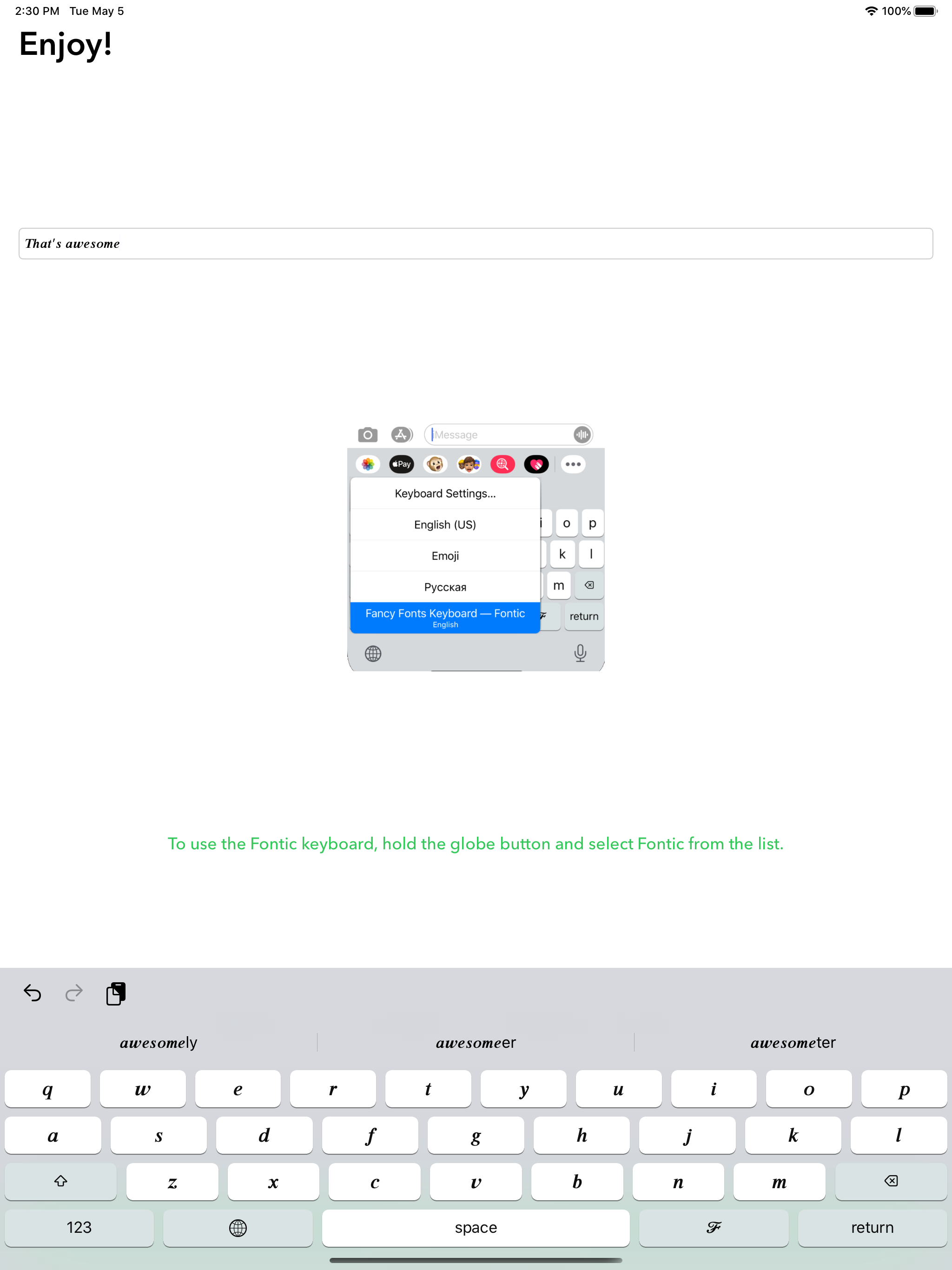 Fonts + Emoji Fancy Keyboard