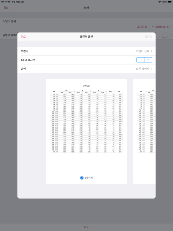 간단한 혈당치 노트 iPad screenshot 5