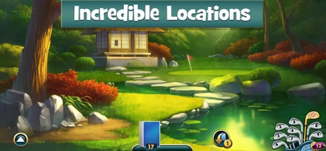 Fairway Solitaire - Card Game - Gli utenti esploreranno località affascinanti, come un sereno giardino giapponese con un tradizionale tempio e suggestivi sentieri in pietra.