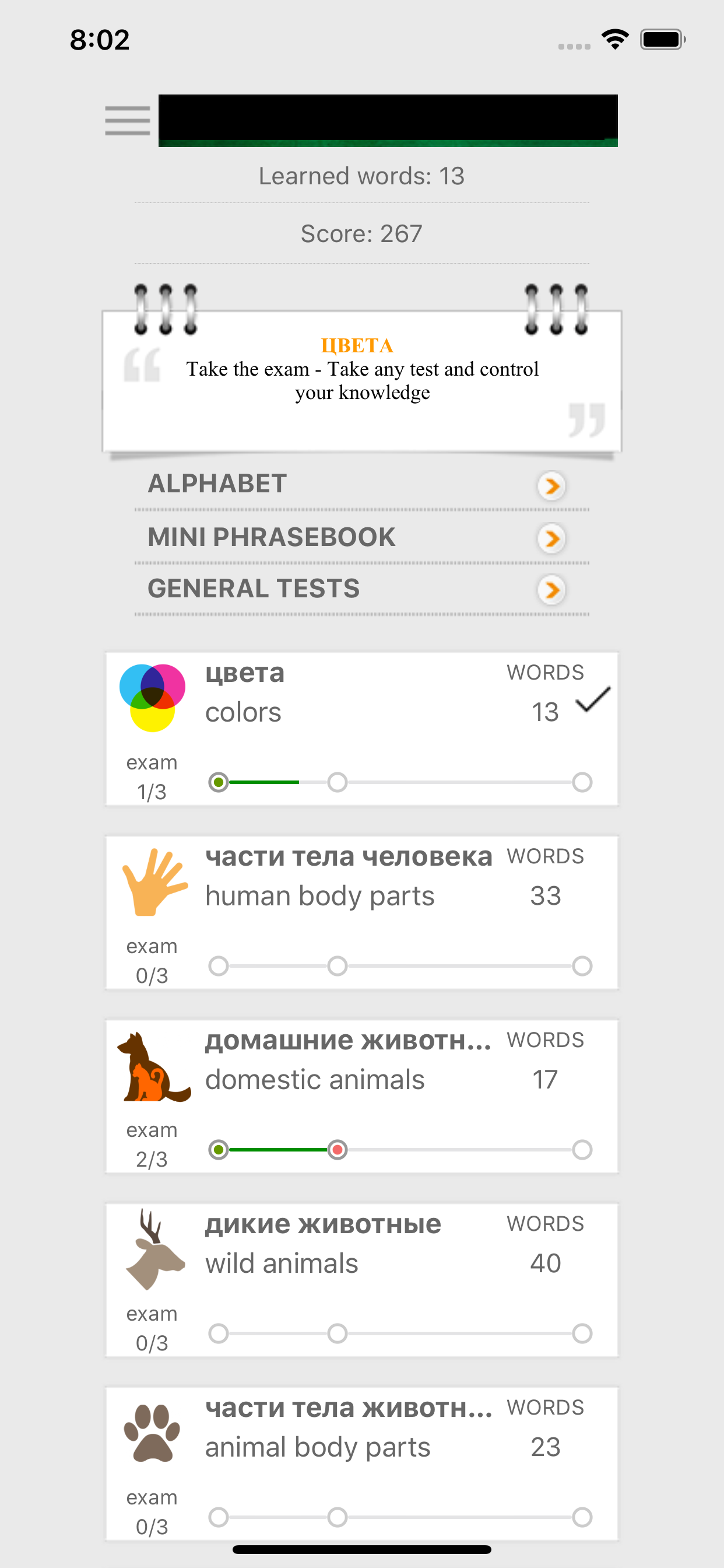 Learn Russian words with ST