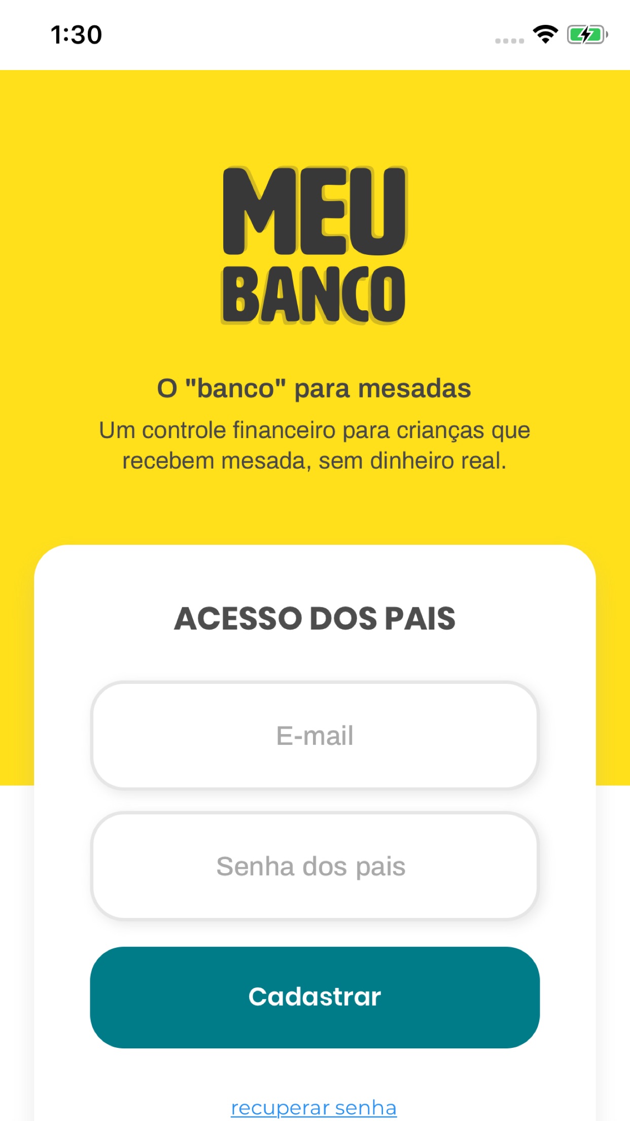 Screenshot do app O Meu Banco controle de mesada