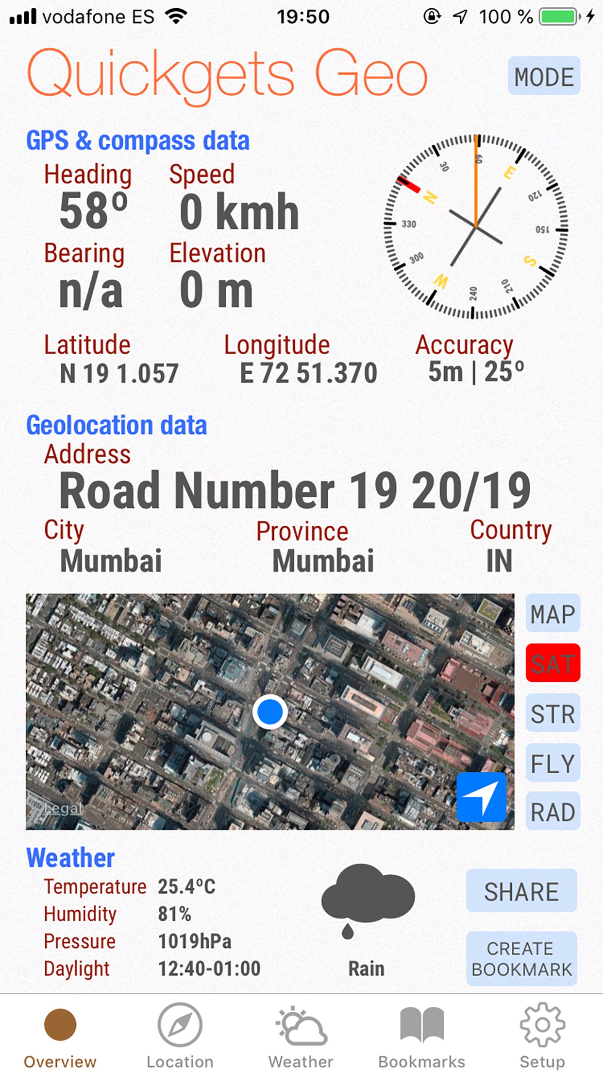 Screenshot do app Quickgets Geo: geodata widgets