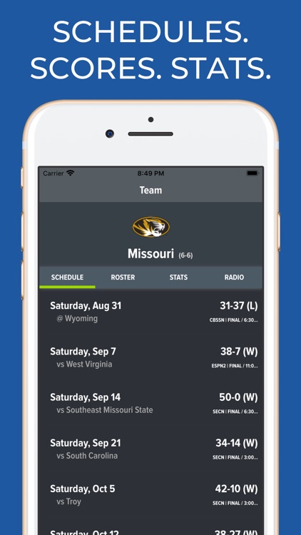 Missouri Football Schedules