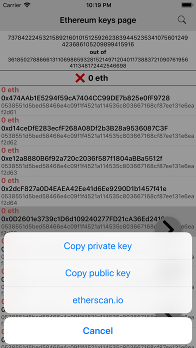 Ethereum keys iPhone screenshot 3 - Finance app