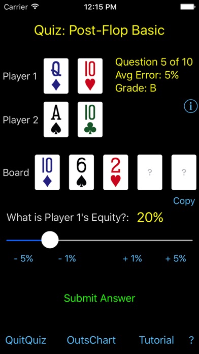 Hold'em Odds Quizzer Screenshot