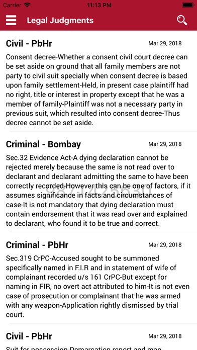 Legal Judgments Screenshot