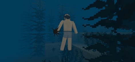 Survivalcraft 2 - Users can delve into the depths of the game's watery environments, exploring an underwater world with a submerged character and aquatic flora.