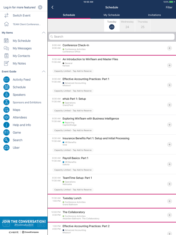 TEAM Client Conference iPad screenshot