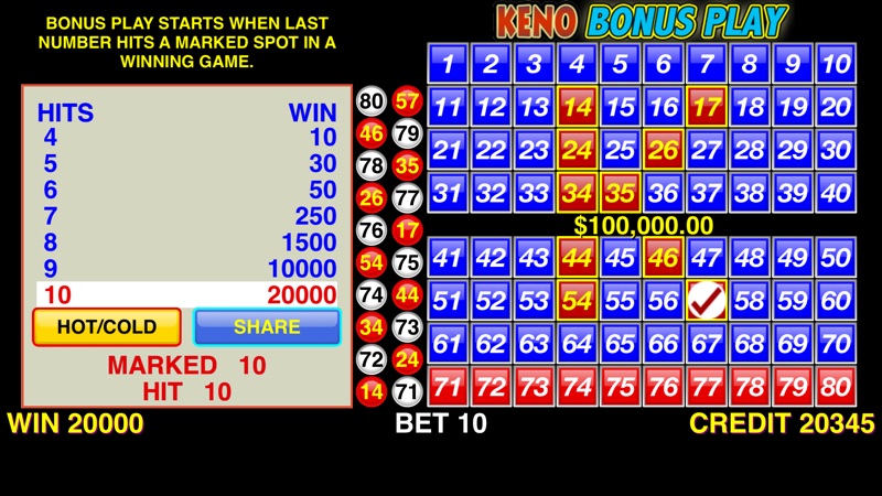 Keno Bonus Play screenshot 1
