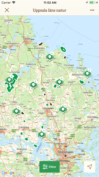 Uppsala läns Naturkarta Screenshot