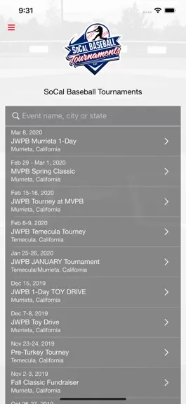Game screenshot SoCal Baseball Tournaments mod apk