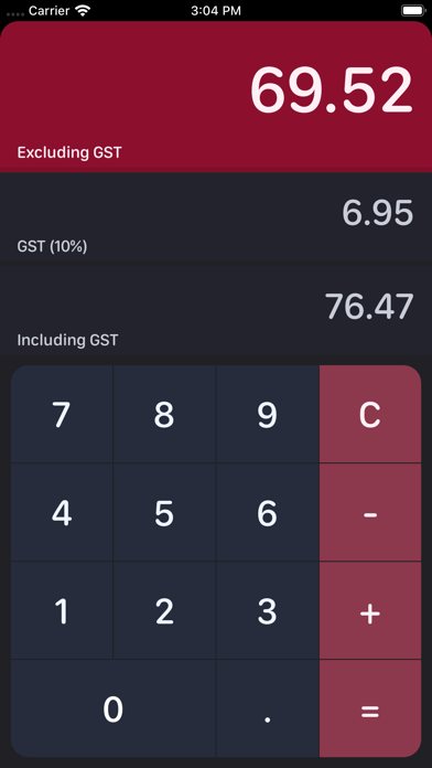 Australian GST Calculator Screenshot