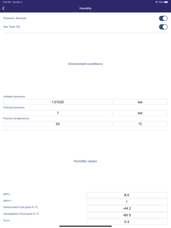 SF6 Calculator iPad screenshot