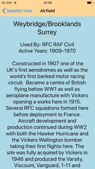 Capture d'écran de Historic UK Airfields sur iPhone 9