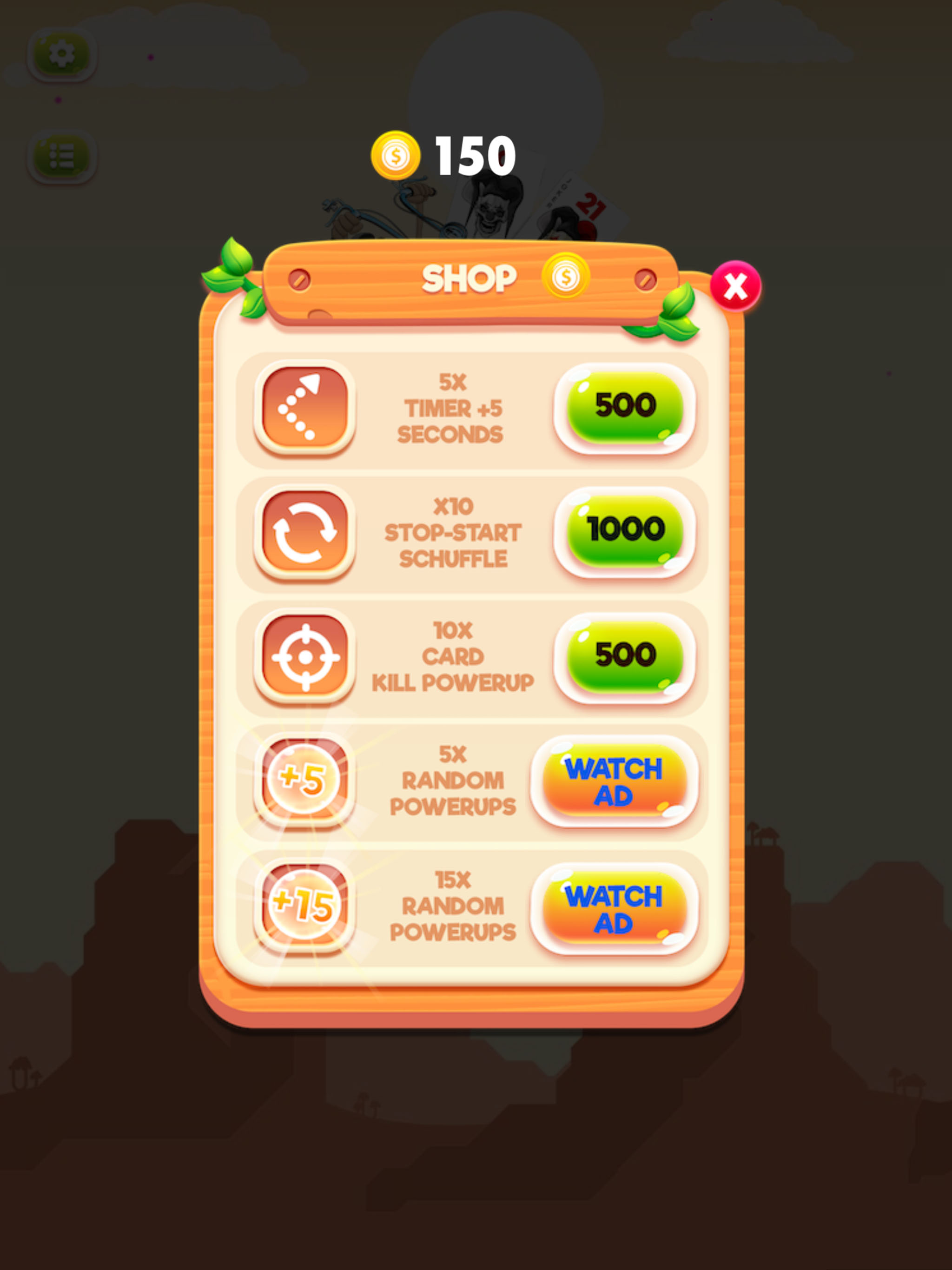 Super Solitaire 21 to Zero