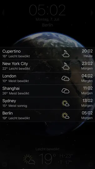 Screenshot von Living Earth - Clock & Weather auf dem iPhone 5