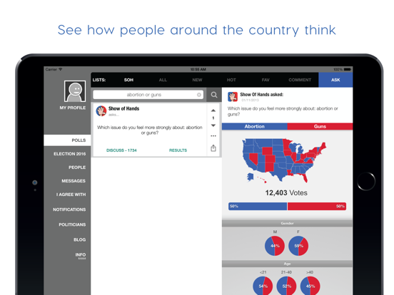Show of Hands: Ask & Answer Polls, Politics & More screenshot