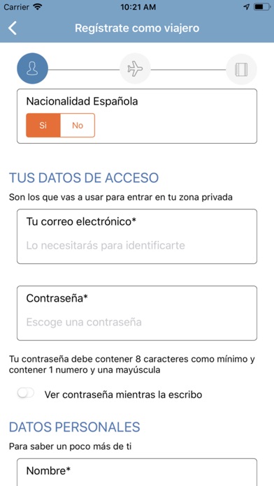 Registro de Viajeros MAUC Screenshot