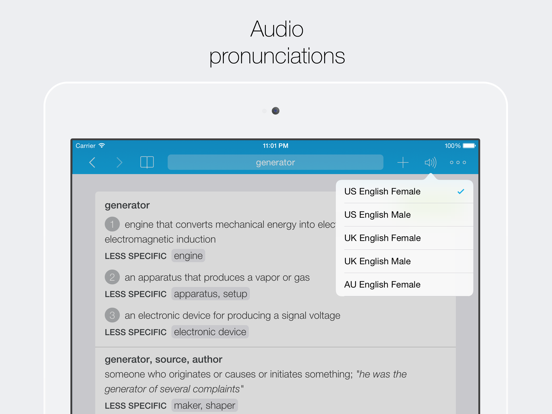 Concise English Dictionary HD iPad screenshot 4 - Reference app
