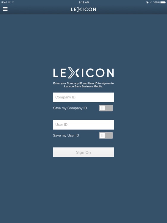 Lexicon Bank Business for iPad