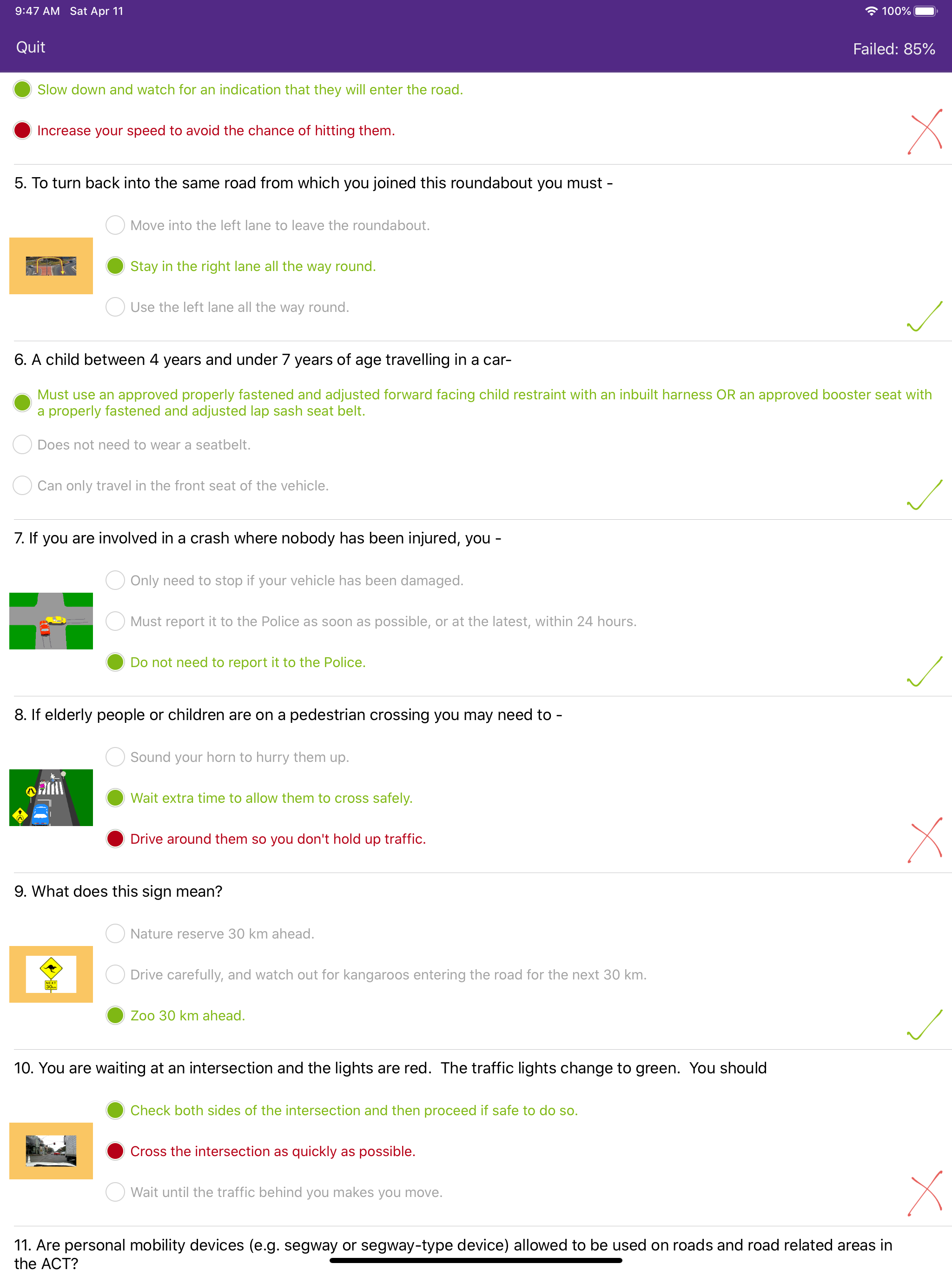Learner driver knowledge ACT screenshot 10