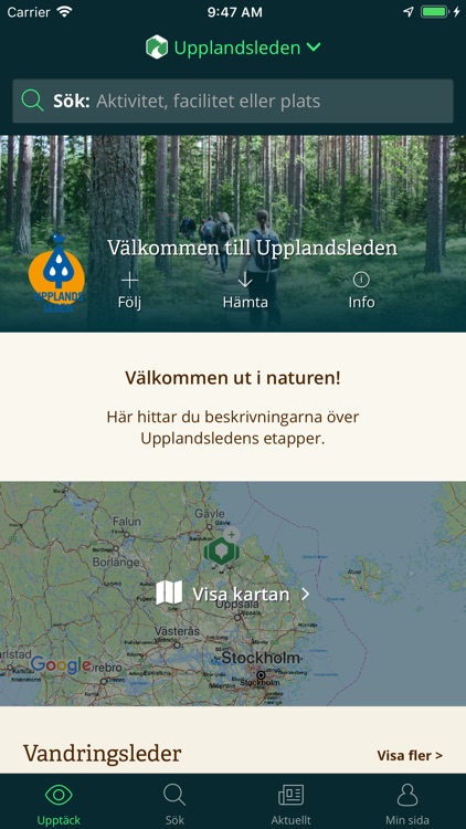 Upplandsleden på Naturkartan