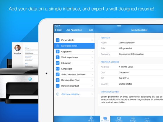 Resume Builder - CV Maker゜ iPad app afbeelding 3