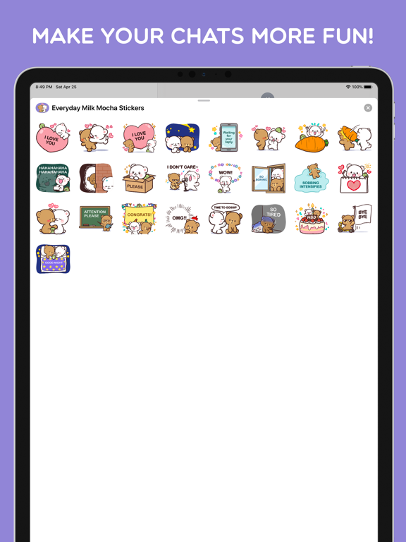 Everyday Milk Mocha Stickers iPad screenshot 3 - Stickers app