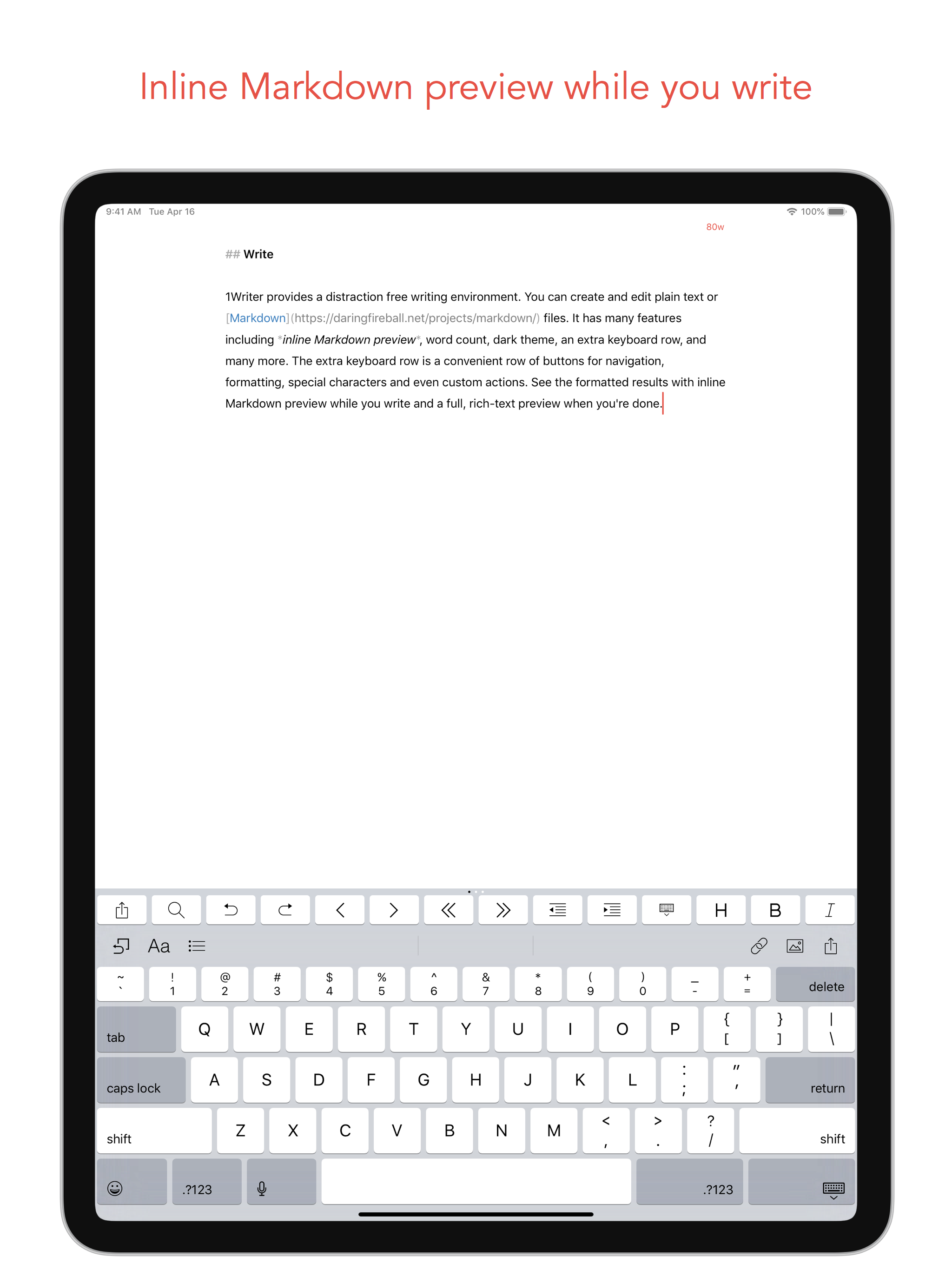 1Writer - Markdown Text Editor